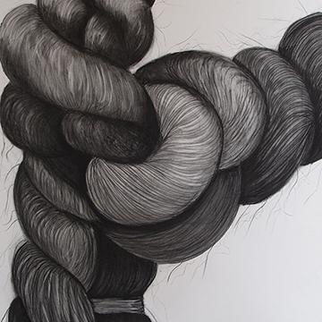 一幅打了结的绳子的黑白画