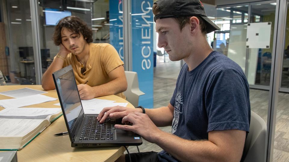 Students studying in the Science Resource Center
